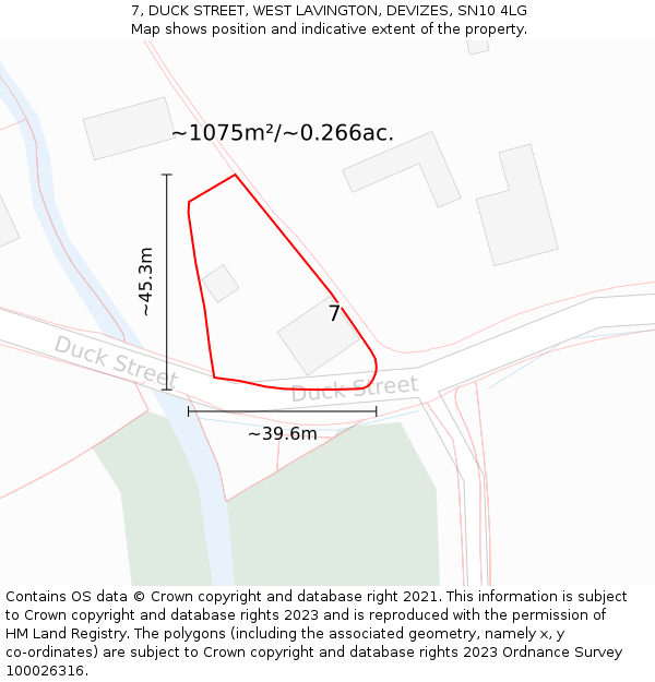 7, DUCK STREET, WEST LAVINGTON, DEVIZES, SN10 4LG: Plot and title map