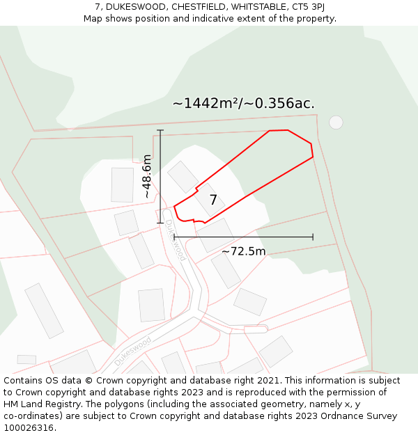 7, DUKESWOOD, CHESTFIELD, WHITSTABLE, CT5 3PJ: Plot and title map