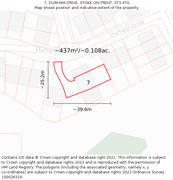 7, DURHAM DRIVE, STOKE-ON-TRENT, ST3 4TG: Plot and title map