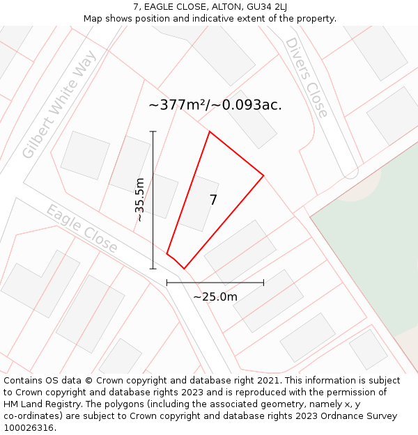 7, EAGLE CLOSE, ALTON, GU34 2LJ: Plot and title map