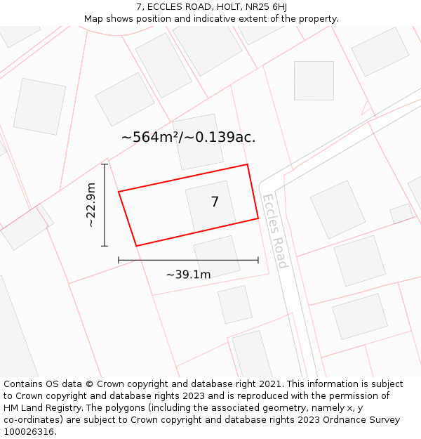 7, ECCLES ROAD, HOLT, NR25 6HJ: Plot and title map