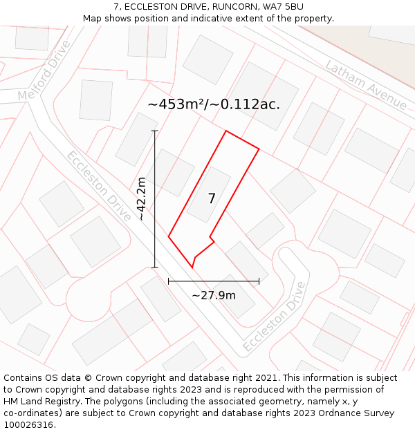 7, ECCLESTON DRIVE, RUNCORN, WA7 5BU: Plot and title map