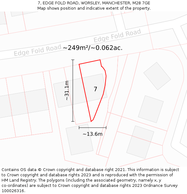 7, EDGE FOLD ROAD, WORSLEY, MANCHESTER, M28 7GE: Plot and title map