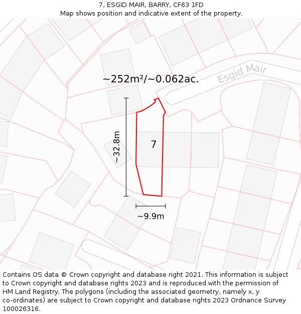 7, ESGID MAIR, BARRY, CF63 1FD: Plot and title map