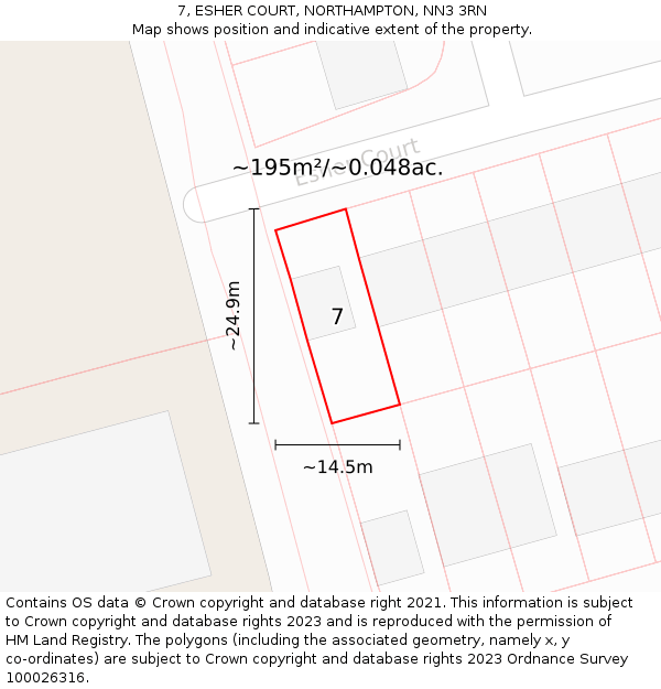 7, ESHER COURT, NORTHAMPTON, NN3 3RN: Plot and title map