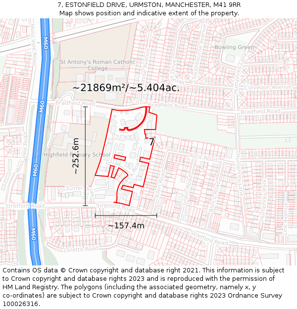 7, ESTONFIELD DRIVE, URMSTON, MANCHESTER, M41 9RR: Plot and title map