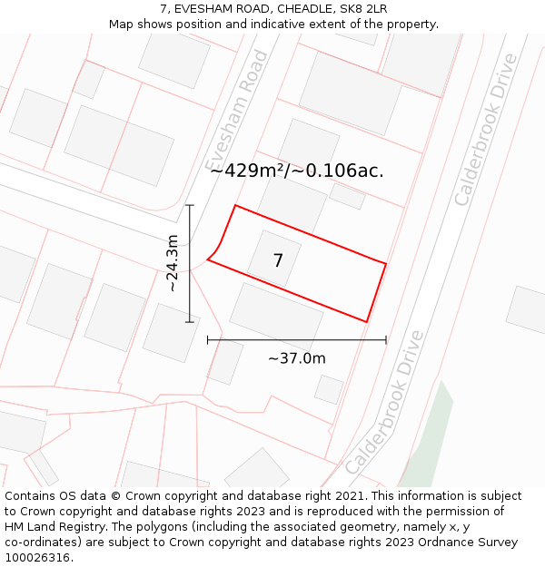 7, EVESHAM ROAD, CHEADLE, SK8 2LR: Plot and title map