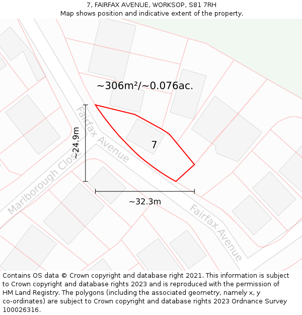 7, FAIRFAX AVENUE, WORKSOP, S81 7RH: Plot and title map