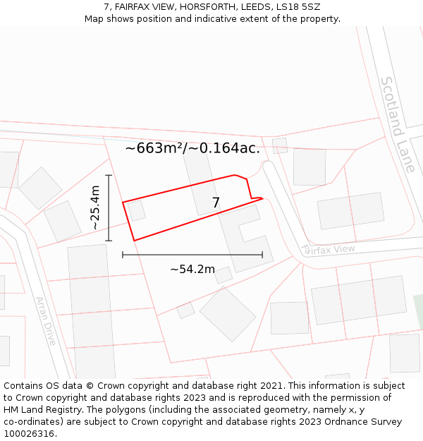 7, FAIRFAX VIEW, HORSFORTH, LEEDS, LS18 5SZ: Plot and title map