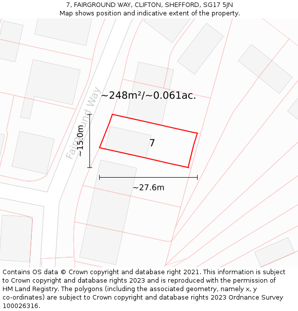 7, FAIRGROUND WAY, CLIFTON, SHEFFORD, SG17 5JN: Plot and title map