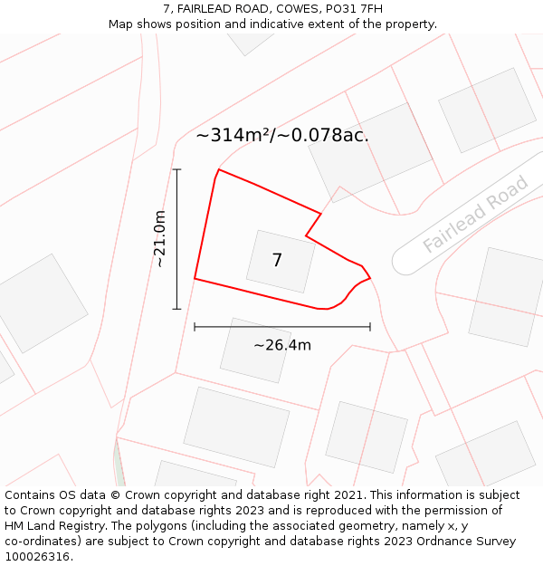 7, FAIRLEAD ROAD, COWES, PO31 7FH: Plot and title map