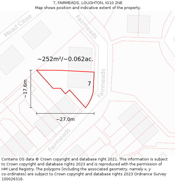 7, FAIRMEADS, LOUGHTON, IG10 2NE: Plot and title map