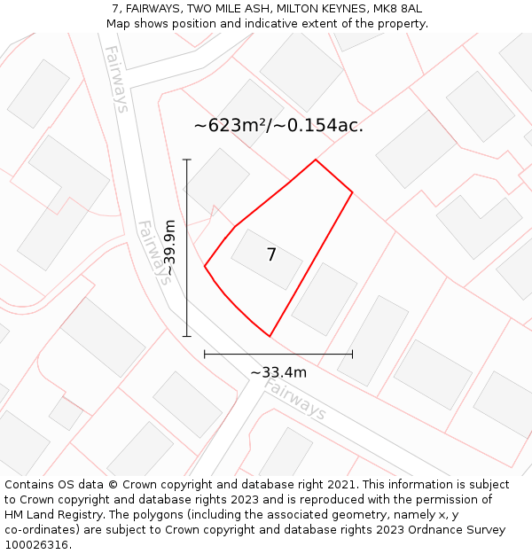 7, FAIRWAYS, TWO MILE ASH, MILTON KEYNES, MK8 8AL: Plot and title map