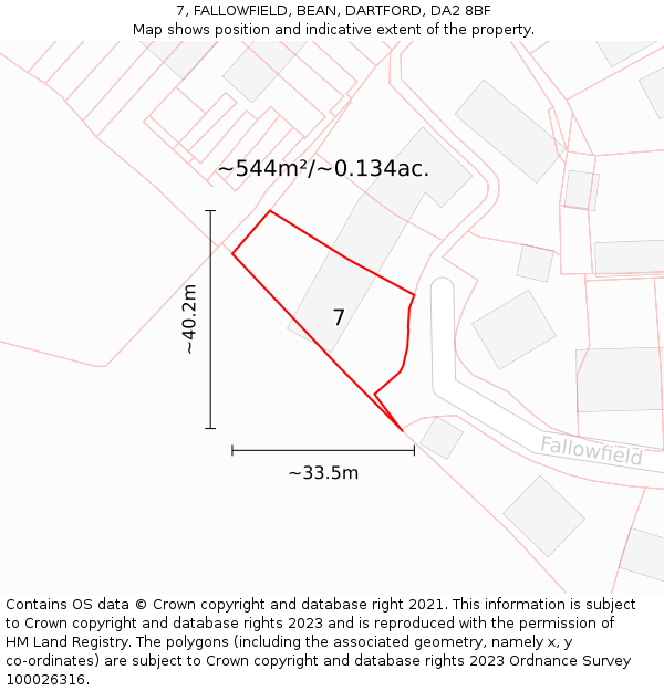 7, FALLOWFIELD, BEAN, DARTFORD, DA2 8BF: Plot and title map