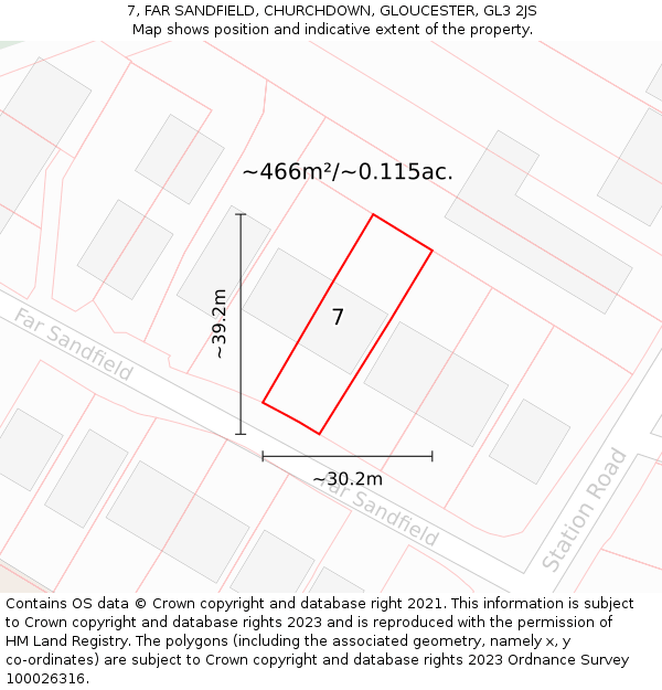 7, FAR SANDFIELD, CHURCHDOWN, GLOUCESTER, GL3 2JS: Plot and title map