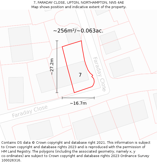 7, FARADAY CLOSE, UPTON, NORTHAMPTON, NN5 4AE: Plot and title map