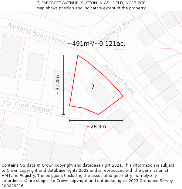 7, FARCROFT AVENUE, SUTTON-IN-ASHFIELD, NG17 2GR: Plot and title map