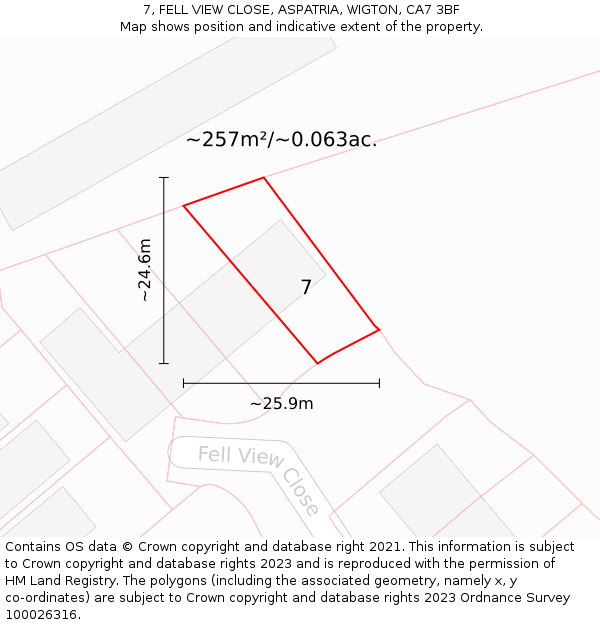 7, FELL VIEW CLOSE, ASPATRIA, WIGTON, CA7 3BF: Plot and title map