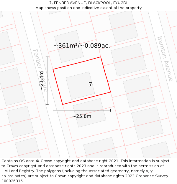 7, FENBER AVENUE, BLACKPOOL, FY4 2DL: Plot and title map