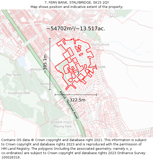 7, FERN BANK, STALYBRIDGE, SK15 2QY: Plot and title map