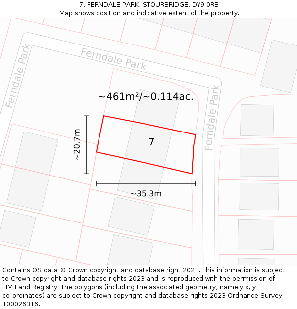 7, FERNDALE PARK, STOURBRIDGE, DY9 0RB: Plot and title map