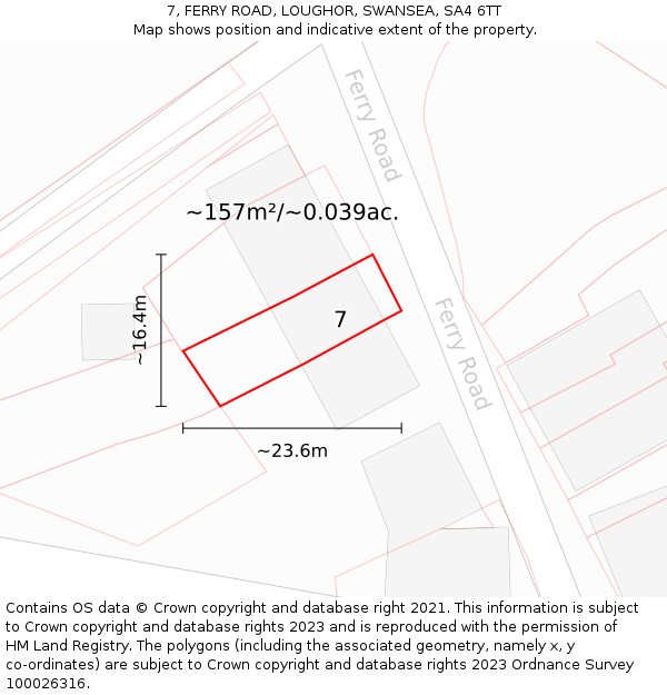 7, FERRY ROAD, LOUGHOR, SWANSEA, SA4 6TT: Plot and title map