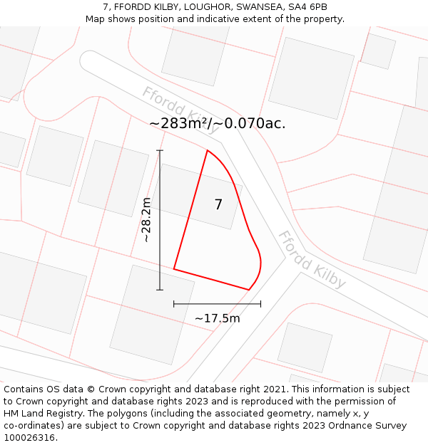 7, FFORDD KILBY, LOUGHOR, SWANSEA, SA4 6PB: Plot and title map