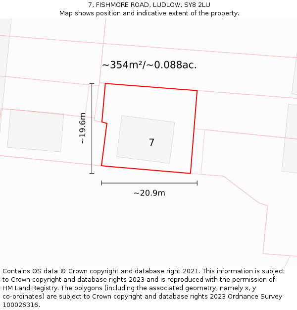 7, FISHMORE ROAD, LUDLOW, SY8 2LU: Plot and title map