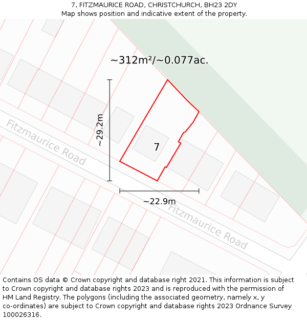 7, FITZMAURICE ROAD, CHRISTCHURCH, BH23 2DY: Plot and title map