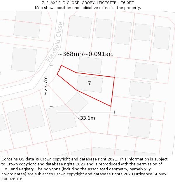 7, FLAXFIELD CLOSE, GROBY, LEICESTER, LE6 0EZ: Plot and title map