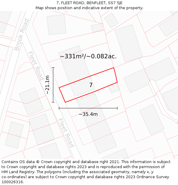 7, FLEET ROAD, BENFLEET, SS7 5JE: Plot and title map