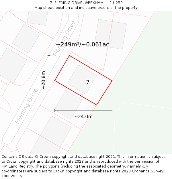 7, FLEMING DRIVE, WREXHAM, LL11 2BP: Plot and title map