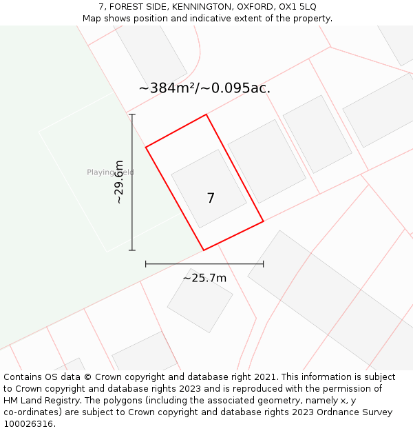 7, FOREST SIDE, KENNINGTON, OXFORD, OX1 5LQ: Plot and title map