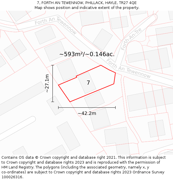 7, FORTH AN TEWENNOW, PHILLACK, HAYLE, TR27 4QE: Plot and title map