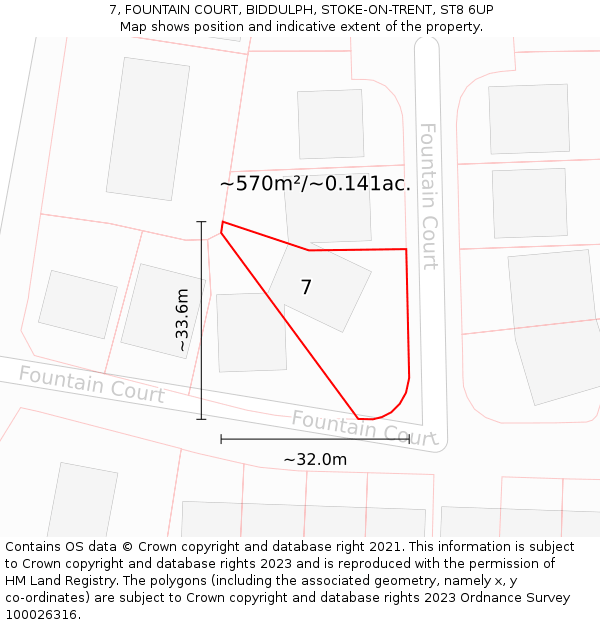 7, FOUNTAIN COURT, BIDDULPH, STOKE-ON-TRENT, ST8 6UP: Plot and title map