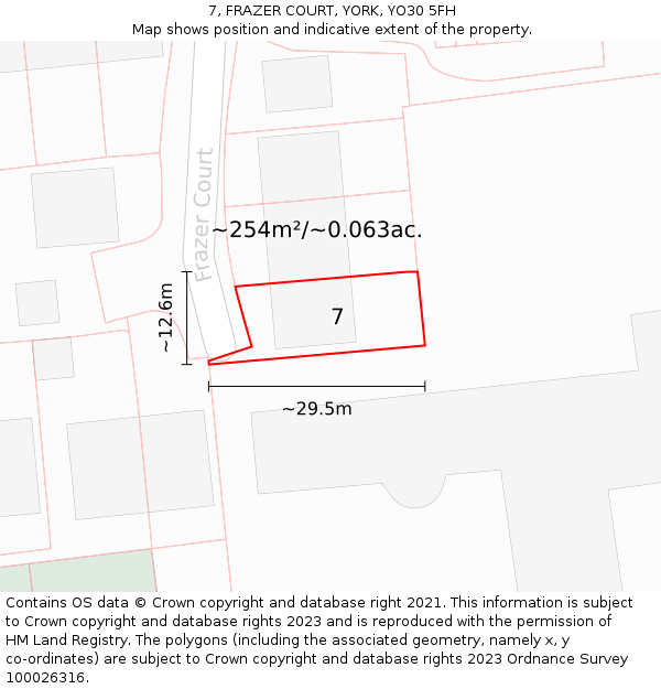 7, FRAZER COURT, YORK, YO30 5FH: Plot and title map