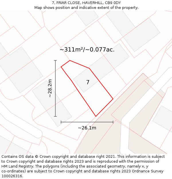 7, FRIAR CLOSE, HAVERHILL, CB9 0DY: Plot and title map