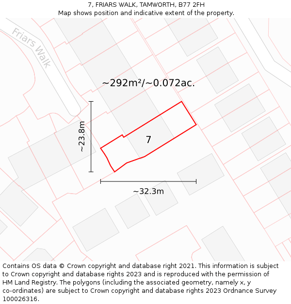 7, FRIARS WALK, TAMWORTH, B77 2FH: Plot and title map