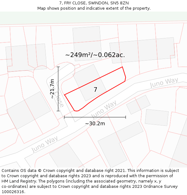 7, FRY CLOSE, SWINDON, SN5 8ZN: Plot and title map