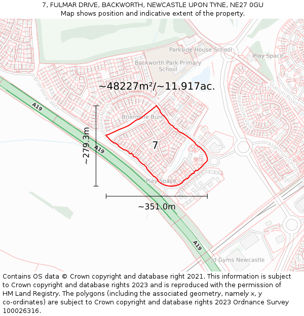 7, FULMAR DRIVE, BACKWORTH, NEWCASTLE UPON TYNE, NE27 0GU: Plot and title map