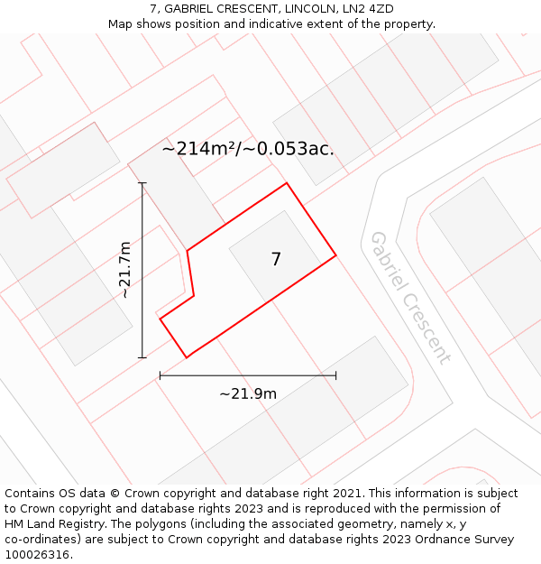 7, GABRIEL CRESCENT, LINCOLN, LN2 4ZD: Plot and title map