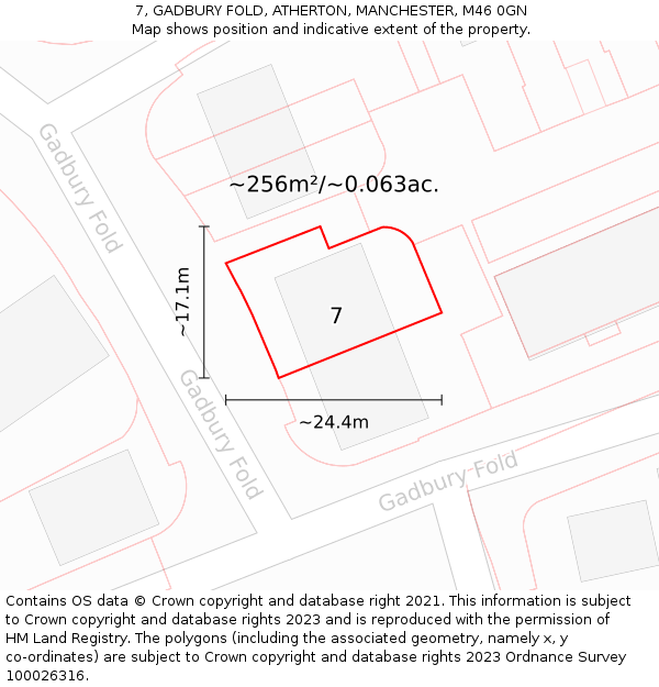 7, GADBURY FOLD, ATHERTON, MANCHESTER, M46 0GN: Plot and title map