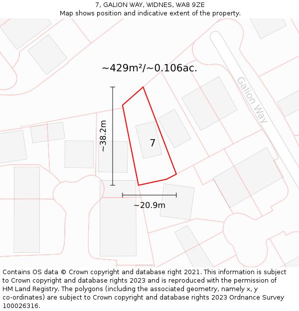 7, GALION WAY, WIDNES, WA8 9ZE: Plot and title map