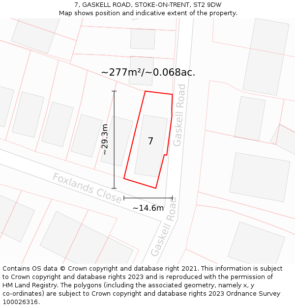 7, GASKELL ROAD, STOKE-ON-TRENT, ST2 9DW: Plot and title map