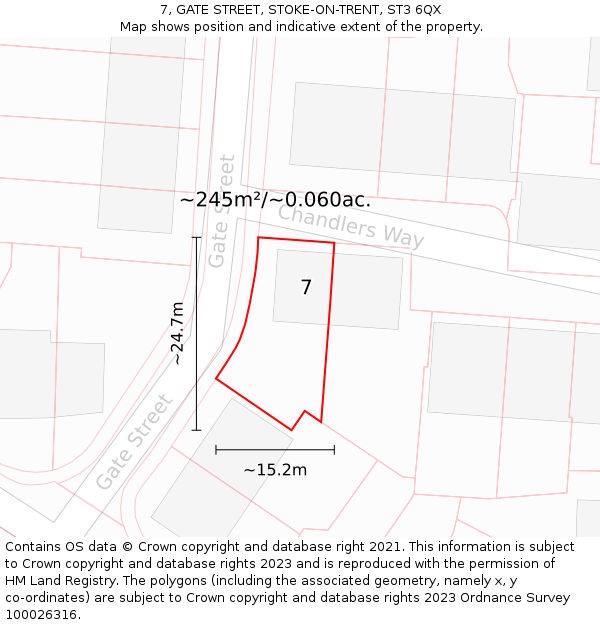 7, GATE STREET, STOKE-ON-TRENT, ST3 6QX: Plot and title map