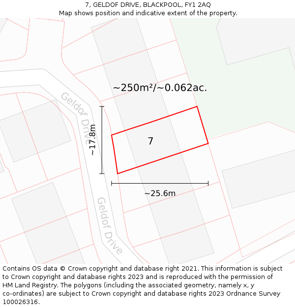 7, GELDOF DRIVE, BLACKPOOL, FY1 2AQ: Plot and title map