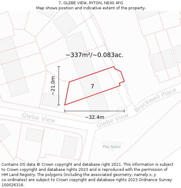 7, GLEBE VIEW, RYTON, NE40 4FG: Plot and title map