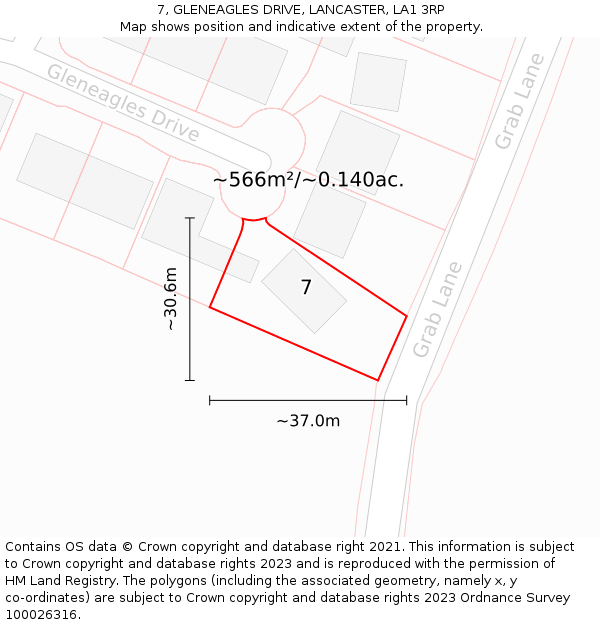 7, GLENEAGLES DRIVE, LANCASTER, LA1 3RP: Plot and title map