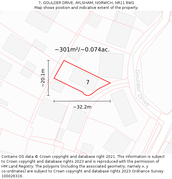 7, GOULDER DRIVE, AYLSHAM, NORWICH, NR11 6WG: Plot and title map