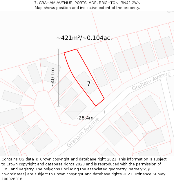 7, GRAHAM AVENUE, PORTSLADE, BRIGHTON, BN41 2WN: Plot and title map